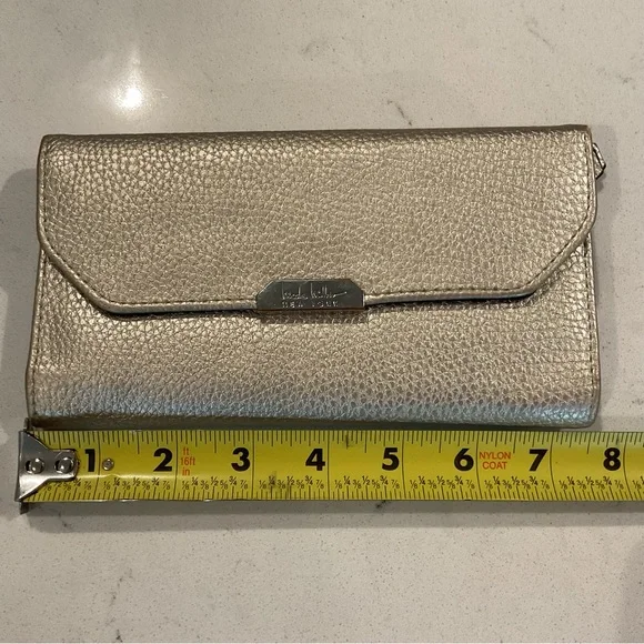 Nicole Miller Gold wallet w/animal print interior. Zipper on outside & inside. - Picture 4 of 5